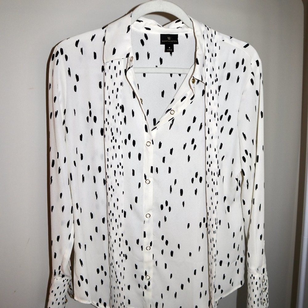 Black and White Spotted Blouse